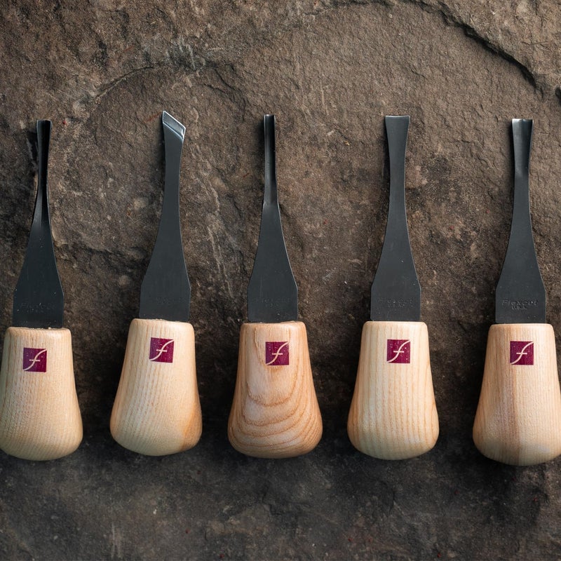 Flexcut Wood Carving Tools Beginners Palm Set of 5, FR310 Ash Hardwood Handles,1095 High Carbon Steel Blades, Box Included | Made in the U.S.A. - Image 3